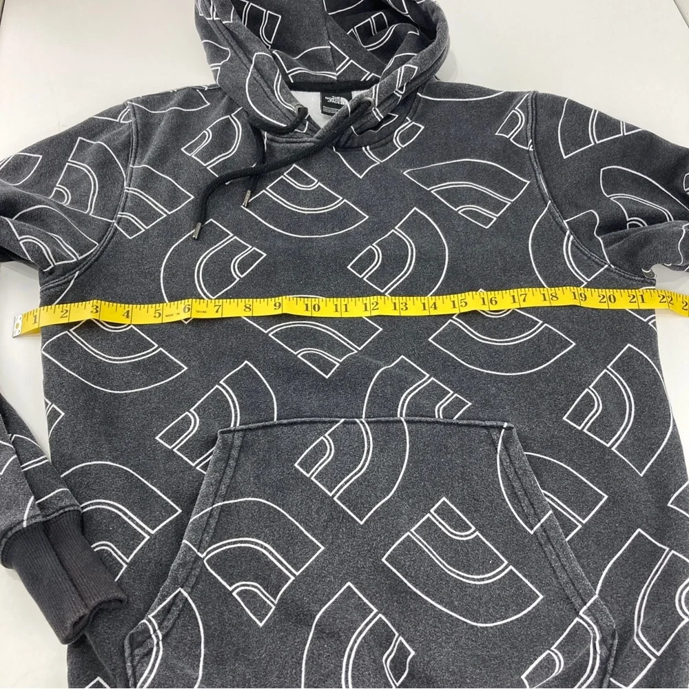 The North Face Hoodie Mens Black White All Over Print AOP Pullover Sweater S